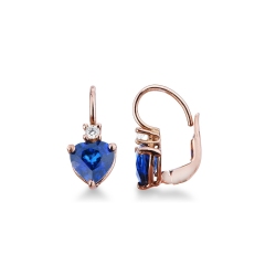 Rose gold 18k earrings with blue sapphires and diamonds 