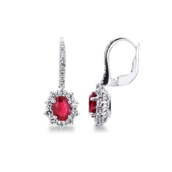 Earrings with diamonds and rubies in white gold 18k