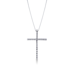 18k white gold cross pendant with diamonds