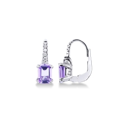 White gold 18k drop earrings with diamonds and amethysts 
