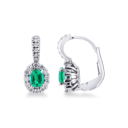 White gold 18k earrings with emeralds and diamonds 