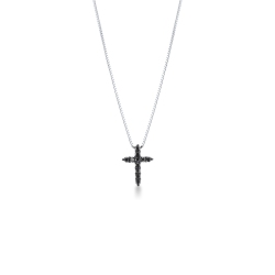 Black diamonds cross pendant in 18k white gold