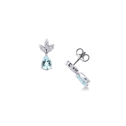 Fancy earrings in 18k white gold with aquamarines and diamonds