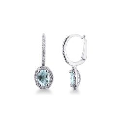 Ohrringe Aquamarin und Diamanten Weißgold