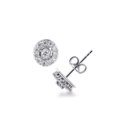 Boucles d'oreilles puce en or blanc 750 et diamants