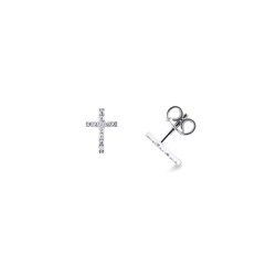 18k white gold cross earrings with diamonds
