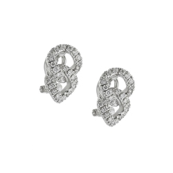 18k white gold groumette earrings with two diamonds links