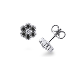 Boucles d’oreilles en or blanc 18 carats avec diamants noirs