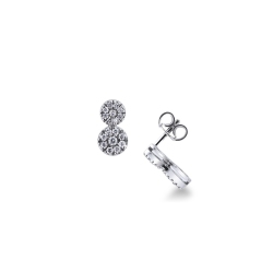 White gold 18k double diamond stud earrings 