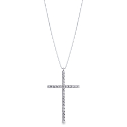 Collier avec croix en or blanc 18 carats avec diamants