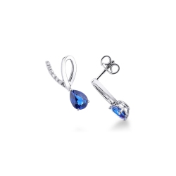 18k white gold earrings with diamonds and blue sapphires 