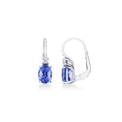 Earrings in white gold 18k with diamonds and tanzanite