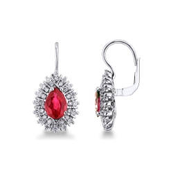 Pendientes en oro blanco 18k con rubíes y diamantes