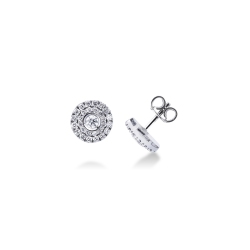 White gold 18k halo diamonds stud earrings 