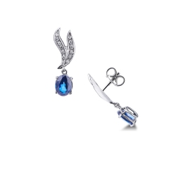 White gold 18k earrings with diamonds and blue sapphires 