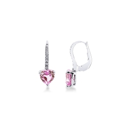 Pink sapphire and diamonds earrings in white gold 18k