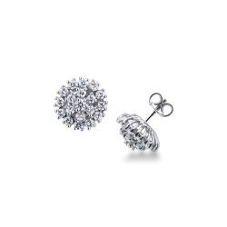 Boucles d’oreilles Or Blanc 18k fleur de diamants