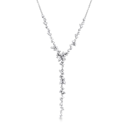 Necklace in white gold 18k with cascading diamonds 