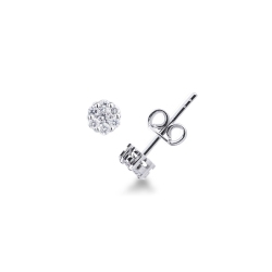 Boucles d'oreilles illusion en or blanc 18k avec diamants