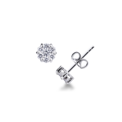 18k white gold diamonds pavé stud earrings, 0,86 ct 