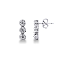 750 white gold stud earrings diamonds illusion