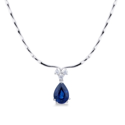 Collier semi-rigide or blanc 18k avec des segments saphir bleu