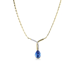 Gelbgold 750 Damenkette Saphir und Diamanten