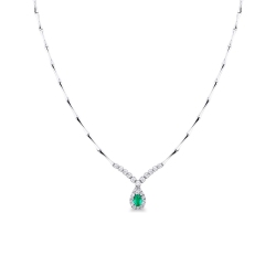 Necklace semirigid with emerald and diamonds