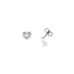 18k white gold heart earrings with diamonds