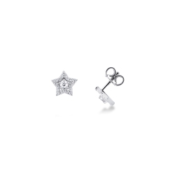 Boucles d’oreilles étoile en or blanc 18 carats avec diamants
