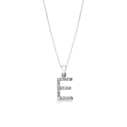 Necklace with E letter in white gold and diamonds