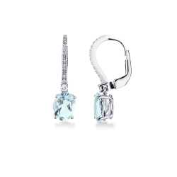 Pendientes de oro blanco de 18 quilates con aguamarina y diamantes MM8X6