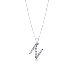 White gold 18k letter N pendant with diamonds 