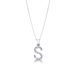 Necklace with A letter in white gold and diamonds