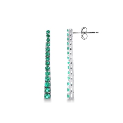 White gold 18k drop tennis earrings with emeralds