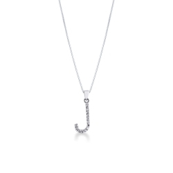 Letter J pendant with round cut diamonds