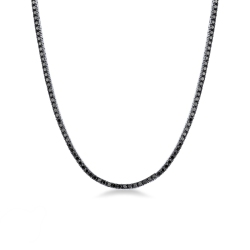 Collier tennis en or blanc 18k avec diamants noirs brunis 2,2 mm