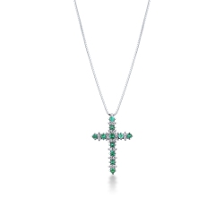 Cross pendant with emeralds and diamonds 