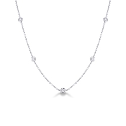 White gold 18k necklace with 9 bezel diamonds 