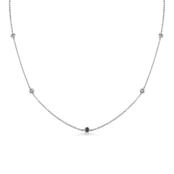 Necklace with black diamonds on full bezel in  18k white gold