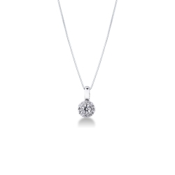 Round diamond pendant in 18k white gold