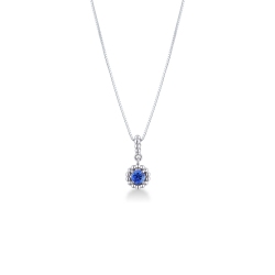 18k white gold pendant with spheres and blue sapphire