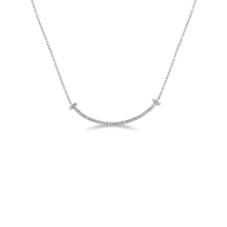 18k white gold necklace with little diamonds bar 