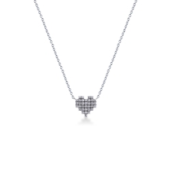 Pixeled heart pendant with diamonds