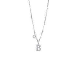 Letter B with diamonds and solitaire pendant