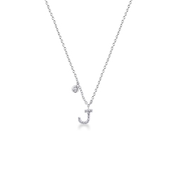 Small letter J pendant with diamonds 