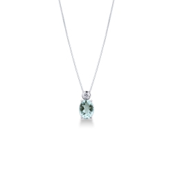 Solitaire aquamarine pendant with diamond