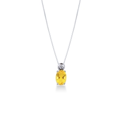 Collar en oro blanco 18k con citrino central y diamante