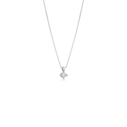 18k white gold solitaire necklace with diamond 0.10 ct
