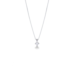 Collana punto luce in oro bianco 18k con diamante, ct 0,12